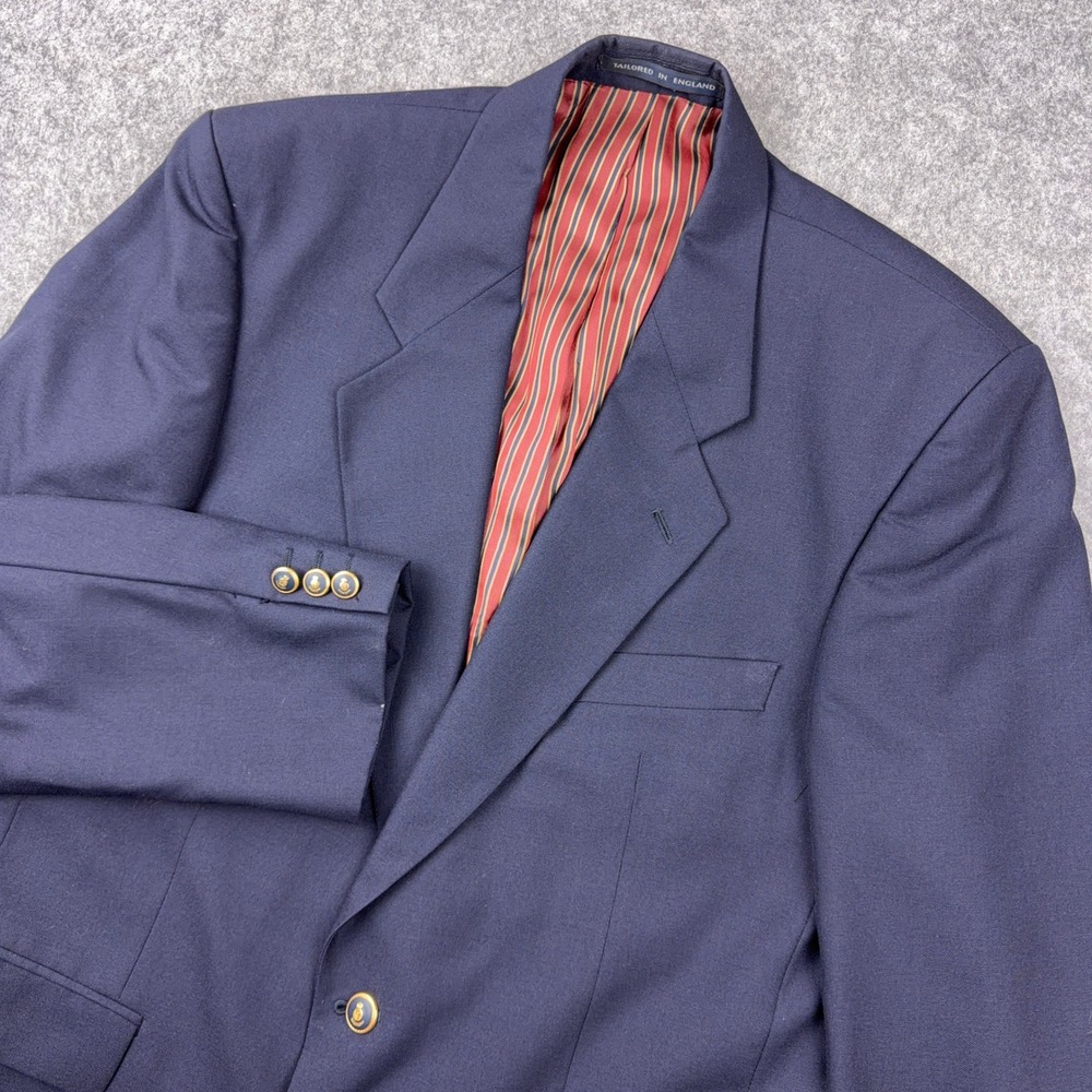 VTG Alexandre London Blazer Mens 42R Navy Blue Gold Button Wool Sport Coat UK
